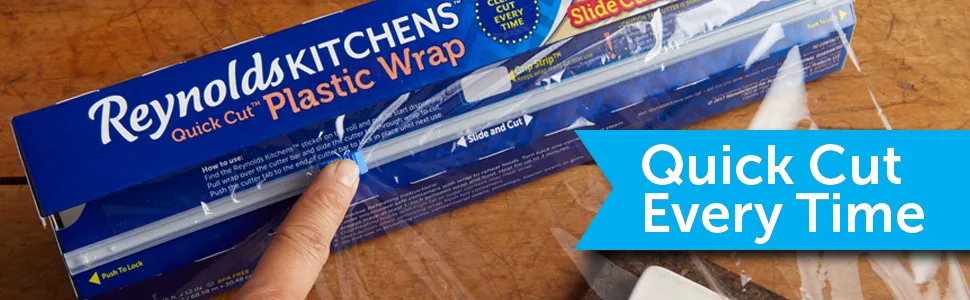 Reynolds Kitchens Quick Cut Plastic Wrap, 225 Square Feet 225 Sq Ft - Reynolds Kitchens Plastic Wrap