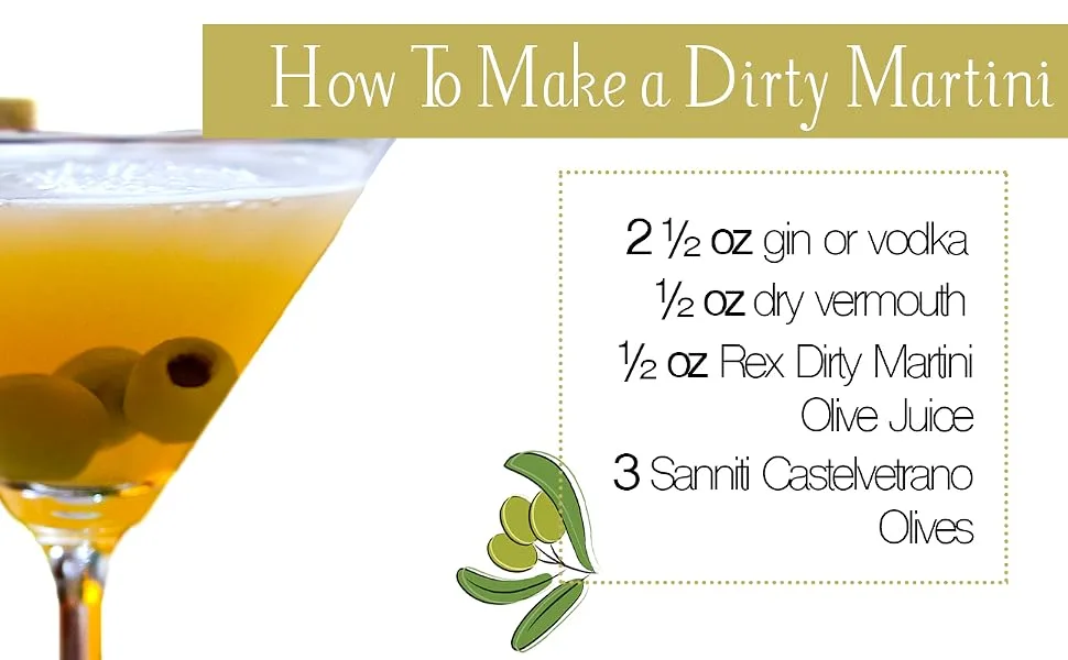 REX Martini Olive Juice, 25.4 oz (Pack of 2) (Dirty) - how to make a dirty martini