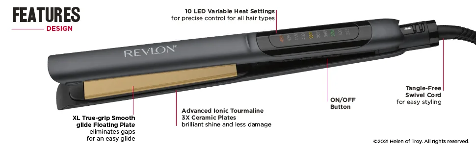 Revlon Smooth Brilliance Ceramic Hair Flat Iron | Smooth Glide and Ultra-Sleek Sylas, (1 in) 1 INCH_BLACK - flatiron; flatirons; straightener; straighteners; hairstraightener; hairstraighteners; ceramic