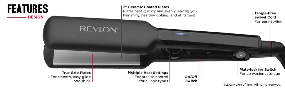 Revlon Smooth and Straight Ceramic Flat Iron | Fast Results, Smooth Styles (2 in) 2 Inch (Pack of 1) - flatiron; flatirons; straightener; straightener; hairstraightener; hairstraighteners; revlon