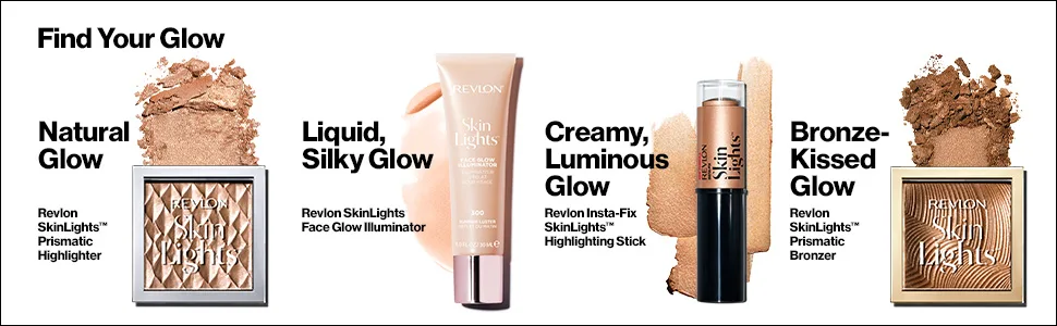 Revlon Skinlights Prismatic Powder Bronzer, Translucent-to-Buildable Coverage, Sunlit Glow (110), 0.28 Oz - Revlon highlighting stick skinlights bronzer illuminator bronze makeup