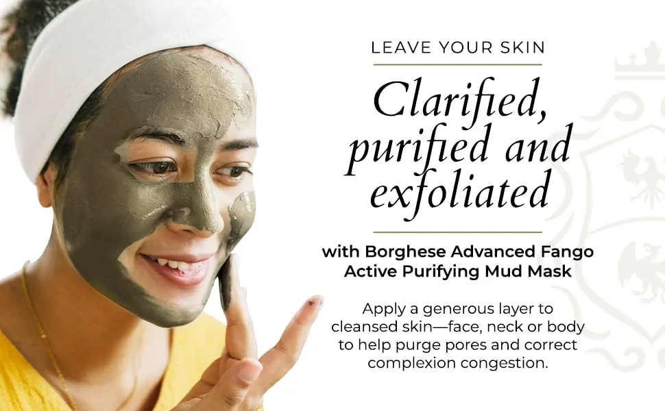 Borghese Advanced Fango Active Purifying Mud Mask for Face and Body Deep Cleansing Mud Mask 0.5oz - Advanced Fango Active Mud for Face and Body