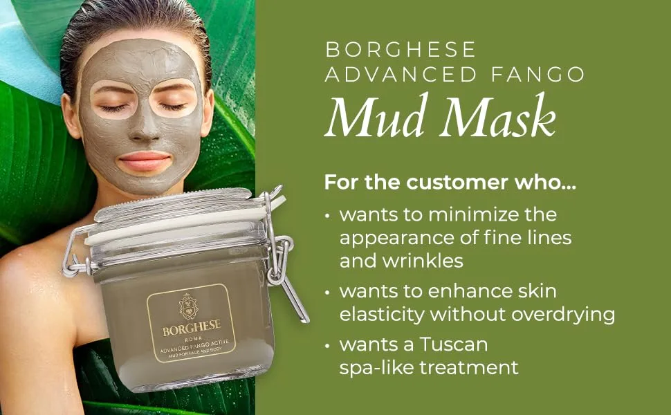 Borghese Advanced Fango Active Purifying Mud Mask for Face and Body Deep Cleansing Mud Mask 0.5oz - Advanced Fango Active Mud for Face and Body