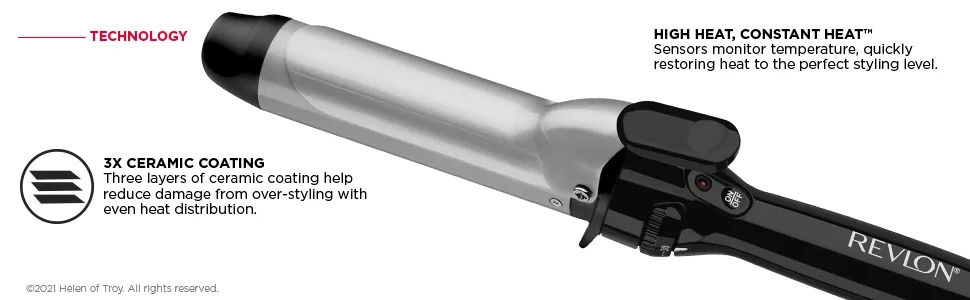 Revlon Perfect Heat Ceramic Curling Iron | For Silky Smooth Curls (1-1/2 in) 1-1/2 Inch barrel - curlingirons, curlingiron, ceramic; longlastingcurls; haircurlingirons; revloncurlingirons
