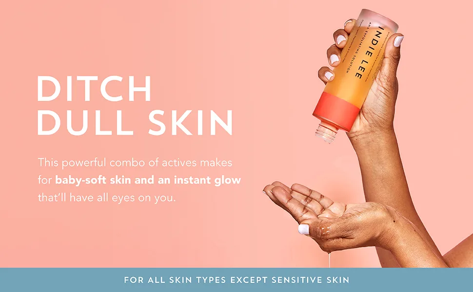 Indie Lee AHA Exfoliating Solution - Gentle Face Exfoliator with Lactic Acid Glycolic Acid Niacinamide Prickly Pear & Aloe Vera (125ml) - exfoliator