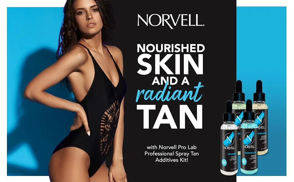 Norvell Pro Lab Kit - Professional Spray Tan Additives Kit DHA Boost 2 oz. Hydration Lift 2 oz. Collagen Boost 2 oz. & Vitamin Bath 2 oz. - Sunless