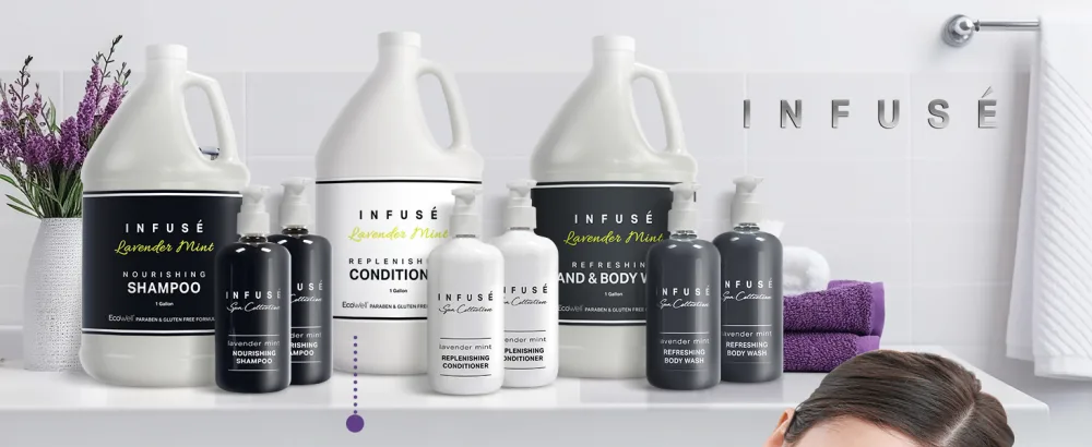 Terra Pure Infuse Lavender Mint Lotion | Spa Collection | Hotel Amenities in Pump Bottle | 10.14 oz. / 300 ml (Single Bottle) 1 PIECE - Infuse Lavender Mint Pumps and Gallons Hospitality set