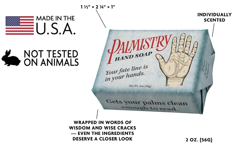 The Unemployed Philosophers Guild Palmistry Soap - Made in The USA 2oz (56g) Travel Size Guest Bar Soap - Soap - Palmistry