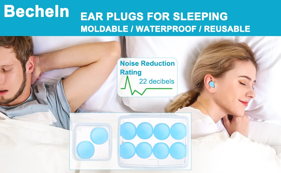 Reusable Silicone Ear Plugs, Waterproof Noise Cancelling Ear Plugs for Sleeping, Shooting, Airplanes, Concerts, Mowing, 22dB Highest NRR Blue - 01 ear plugs