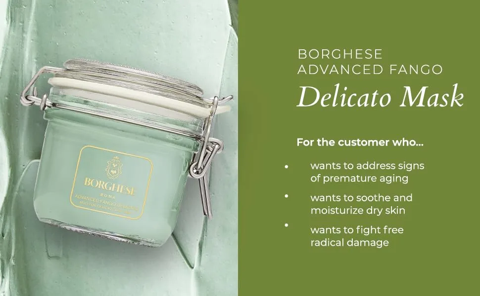 Borghese Advanced Fango Delicato Moisturizing Mud Mask Gentle Hydration for Delicate Skin 7.5 Oz - Borghese Advanced Fango Delicato Moisturizing Mud Mask