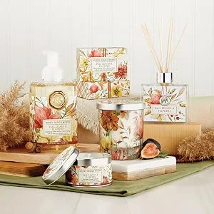 Michel Design Works Scented Foaming Hand Soap 17.8oz and Napkin Caddy Set with 15 Hostess Napkins Fall Leaves & Flowers Scented and Designed - Fall Leaves & Flowers LS