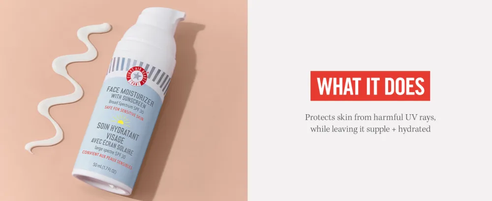 First Aid Beauty Ultra Repair Face Moisturizer with Sunscreen SPF 30 2-in-1 Sun Protection + Daily Hydration 1.7 oz - What it does