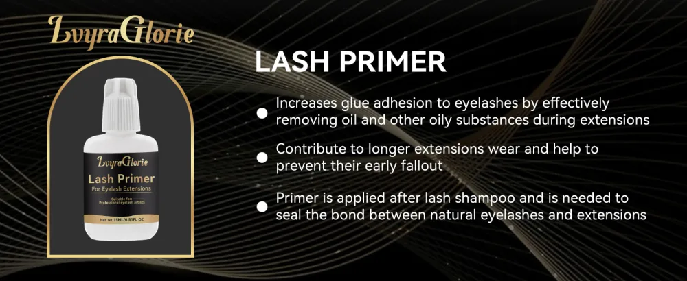 Lash Primer for Eyelash Extensions 15ml Eyelash Primer Before Mascara Lash Extension Primer Remove Protein Oil Cosmetic Residue Increase Adhesive Bonding Power Professional Use Only - lash primer