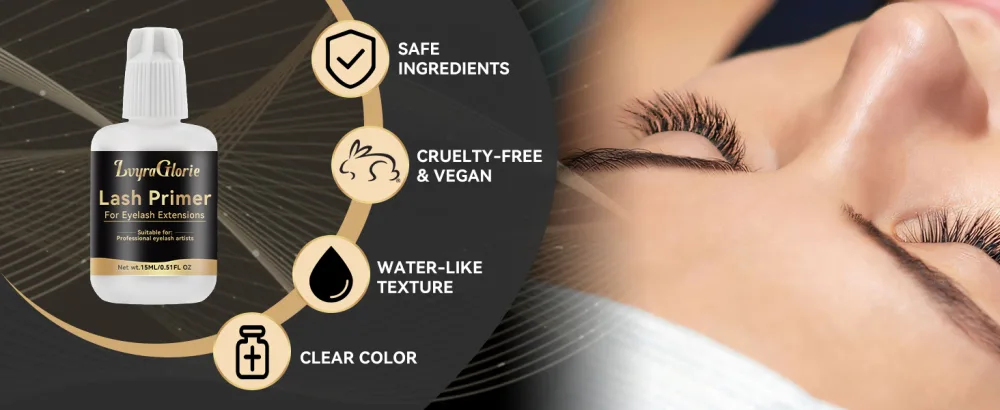 Lash Primer for Eyelash Extensions 15ml Eyelash Primer Before Mascara Lash Extension Primer Remove Protein Oil Cosmetic Residue Increase Adhesive Bonding Power Professional Use Only - lash primer
