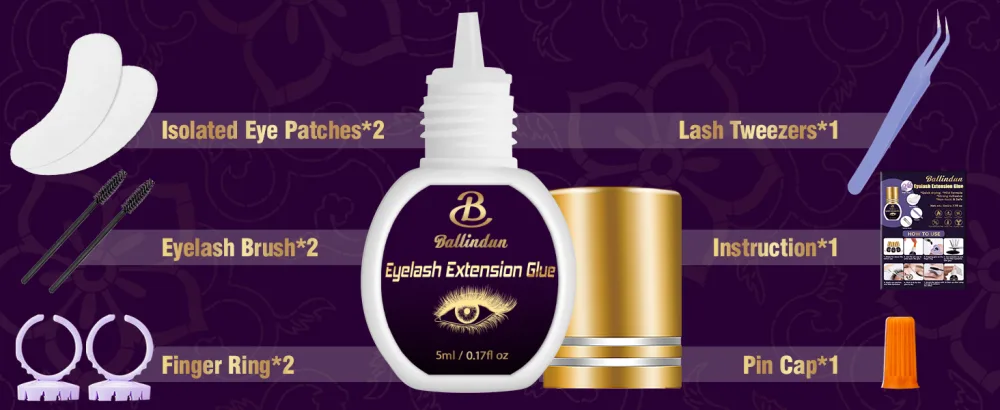 Lash Glue Eyelash Extension Glue Black Fast Drying Waterproof Individual Lash Cluster Glue 5 ML Strong Lash Adhesive False Eyelash Glue for Sensitive Eyes Professional Use 5ML - eye lash glue long lasting