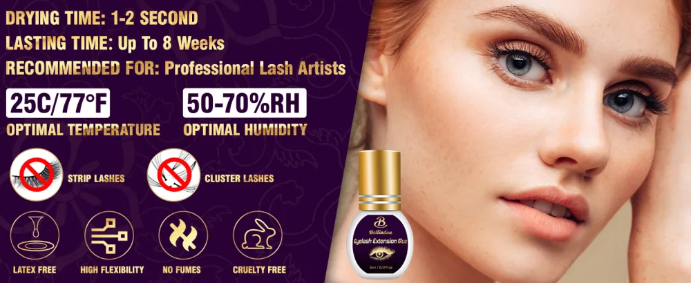 Lash Glue Eyelash Extension Glue Black Fast Drying Waterproof Individual Lash Cluster Glue 5 ML Strong Lash Adhesive False Eyelash Glue for Sensitive Eyes Professional Use 5ML - strong lash glue