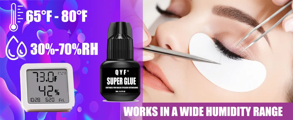 Professional Eyelash Extension Glue1-2 Sec Drying time 7-8 Weeks Retention Maximum Adhesion Power Black Adhesive for Semi-Permanent Extensions - aaaa
