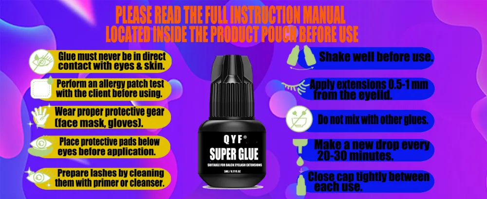 Professional Eyelash Extension Glue1-2 Sec Drying time 7-8 Weeks Retention Maximum Adhesion Power Black Adhesive for Semi-Permanent Extensions - ghgh