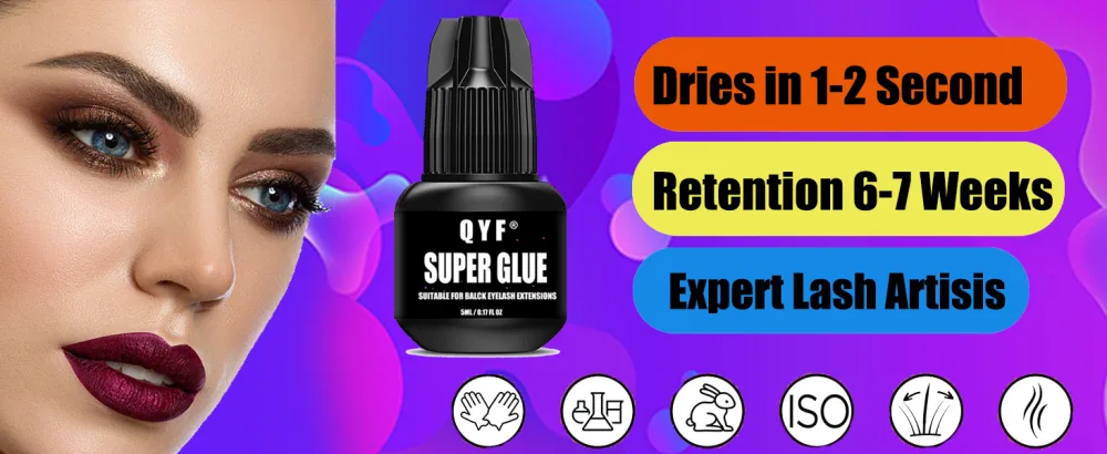 Professional Eyelash Extension Glue1-2 Sec Drying time 7-8 Weeks Retention Maximum Adhesion Power Black Adhesive for Semi-Permanent Extensions - sasasa