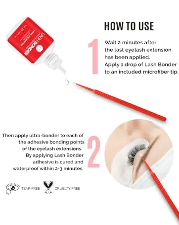 Super Bonder for Lash Extensions - Lash Bonder for Eyelash Extensions Professional Use Faster Drying Improves Retention Waterproof Odourless No Irritation - LASH BONDER