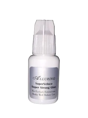 Alluring Super Veloce Adhesive 3D Volume Eyelash Extension Glue - Extra Strong Professional Lash Glue 5ml | 1 Sec Drying time | Retention - 8 Weeks | Black Adhesive for Semi-Permanent Extensions - superveloce