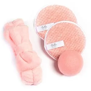 Reusable Makeup Remover Cloths Microfiber Exfoliating Cleansing Facial Pads 3-Piece Pink and White - Freshy Face Set - Pink Set