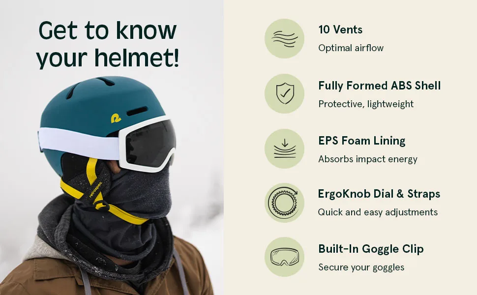 Retrospec Comstock Ski & Snowboard Helmet for Adults - Durable ABS Shell, Protective EPS Foam & 10 Cooling Vents - Adjustable Fit for Men & Women Matte Black Large 58 - 61cm - Retrospec Comstock Helmet