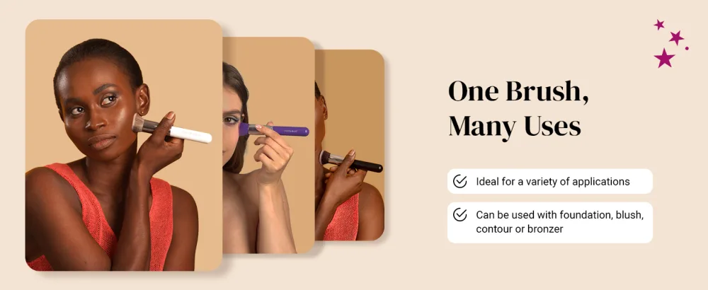 Flat Top Retractable Makeup Brush by Keshima - Premium Retractable Kabuki Brush Blush Brush Foundation Brush for Liquid Makeup Powder and Cream - make-up bronzer brush for face brushes makeup kabuki brush for liquid foundation makeup brushes face