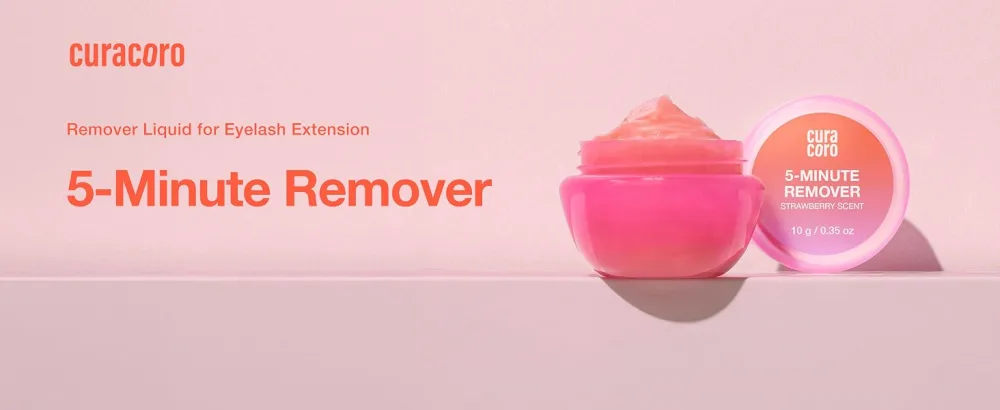 Curacoro Lash Gel Remover for Professional Eyelash Extensions 10g - Dissolves Powerful Eyelash Extension Glue - Low Irritation Cream for Sensitive Skin (Strawberry Scent) - Curacoro gel remover, cream remover, lash remover, eyelash extension remover