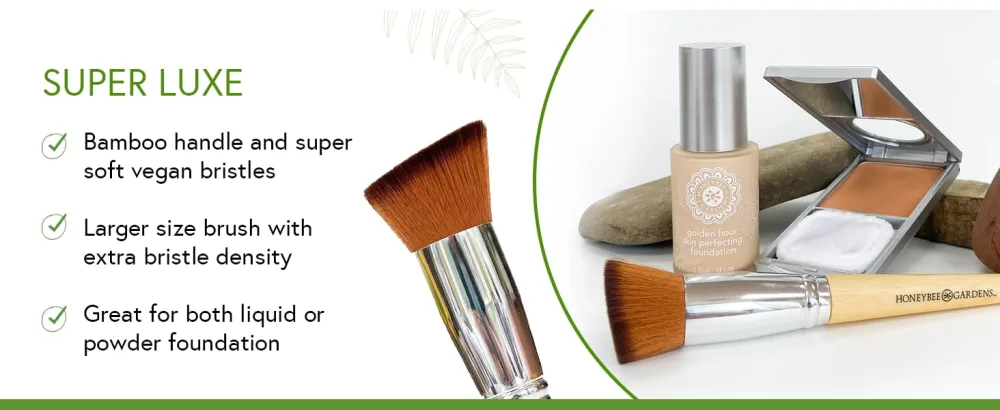 Honeybee Gardens Full Size Foundation Brush | for liquid or powders | vegan & cruelty free - product information 11