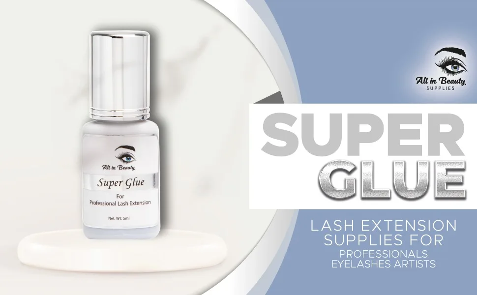Eyelash Extension Super Glue Fast Drying Long Lasting False Eyelash Adhesive Lash Extension Supplies for Professionals Eyelashes Artists Powerfull Adhesive Less Than 1 Second Drying time (5ml) - Super Glue