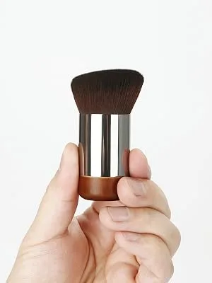Foundation Brush Angled Flat Top Kabuki Foundation Brush Suitable for Mixed Liquid Cream or Flawless Powder Cosmetics Premium Durable Face Multipurpose Blending Makeup Brush (Brown) - h3A+2