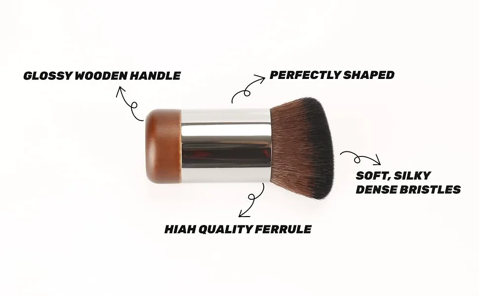 Foundation Brush Angled Flat Top Kabuki Foundation Brush Suitable for Mixed Liquid Cream or Flawless Powder Cosmetics Premium Durable Face Multipurpose Blending Makeup Brush (Brown) - h3A+4