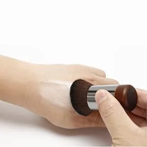 Foundation Brush Angled Flat Top Kabuki Foundation Brush Suitable for Mixed Liquid Cream or Flawless Powder Cosmetics Premium Durable Face Multipurpose Blending Makeup Brush (Brown) - h3a+4