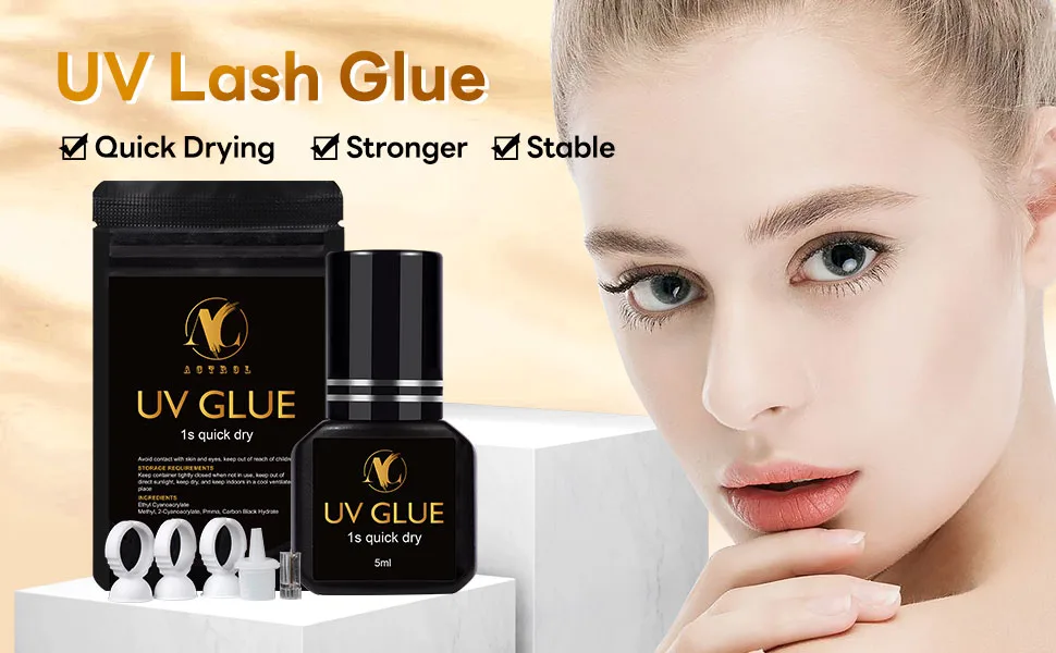 UV Lash Glue UV 5ml Eyelash Extension Adhesive 1s Quick-Drying Waterproof Professional Lash Glue UV Lash Glue-5ml - uv lash glue