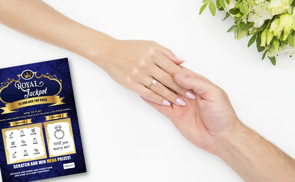 2 Will You Marry Me Proposal Lottery Ticket Scratch Off Cards - Fun and Unique Marriage Proposal Idea Fake Lotto Scratcher for Wedding Proposal - A fun and unique proposal idea