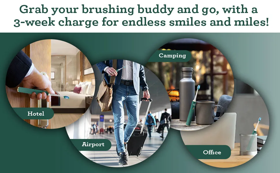 GuruNanda Steel Sonic Toothbrush - Rechargeable 5 Modes 2 Min Smart Timer & Replacement Brush Heads - Teal - GuruNanda
