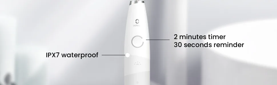 Oclean Electric Toothbrush with 7 Replacement Heads 180-Day Battery Life Sonic Cleaning Technology 5 Modes IPX7 Waterproof White - FLOW-3