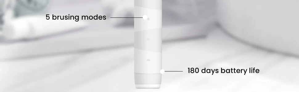 Oclean Electric Toothbrush with 7 Replacement Heads 180-Day Battery Life Sonic Cleaning Technology 5 Modes IPX7 Waterproof White - FLOW-4