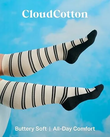Comrad Nylon Knee High Socks - 15-20mmHg Graduated Compression Socks - Soft & Breathable Support Unisex Socks Wide Calf Medium Purple/Denim Ombre - CloudCotton Knee-High Compression socks