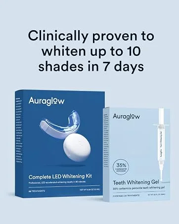 Auraglow - Extra Strength Teeth Whitening Pen 9% Hydrogen Peroxide 40+ Whitening Treatments Whitens Teeth Fast No Sensitivity -  4mL - auraglow teeth whitening kit