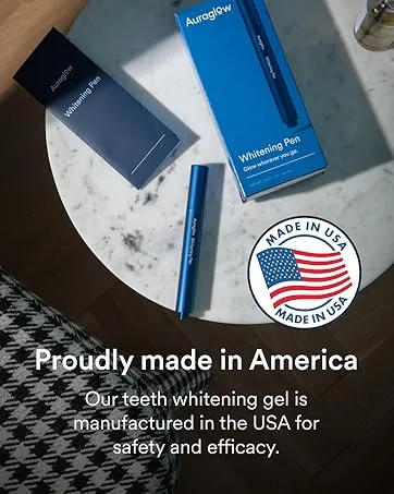 Auraglow - Extra Strength Teeth Whitening Pen 9% Hydrogen Peroxide 40+ Whitening Treatments Whitens Teeth Fast No Sensitivity -  4mL - teeth whitening gel usa