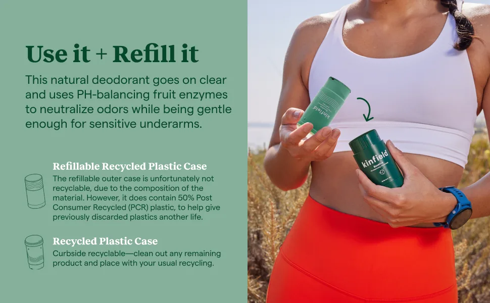 Kinfield Baseline PH-Balancing Deodorant - Natural Refillable Deo Stick for Sensitive Skin - Vegan Underarm Sweat Control - 2.8 oz / 80 g - Crossselling