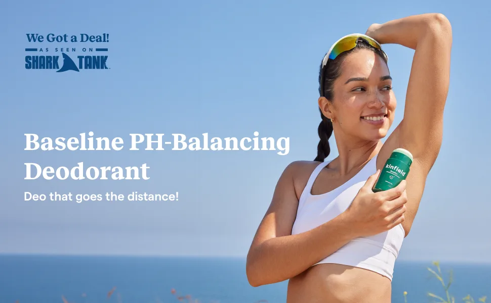 Kinfield Baseline PH-Balancing Deodorant - Natural Refillable Deo Stick for Sensitive Skin - Vegan Underarm Sweat Control - 2.8 oz / 80 g - Hero Banner - Baseline
