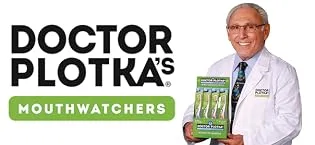 MOUTHWATCHERS Dr Plotkas Extra Soft Flossing Toothbrush and Whitening Toothpaste Adult Manual Soft Toothbrush Naturally Sourced Toothpaste 1 Toothpaste + 1 Blue Toothbrush Blue Adult - Dr Plotka toothbrushes logo