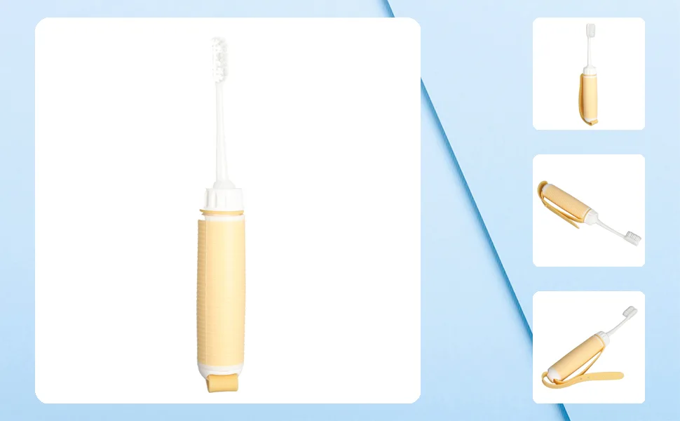Silicone Toothbrush Easy Hand Grip Toothbrush for Elderly Prevent Slip Adjustable Strap Weighted Handle - 1411230445611-1