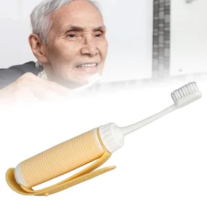Silicone Toothbrush Easy Hand Grip Toothbrush for Elderly Prevent Slip Adjustable Strap Weighted Handle - 1411230445611-2
