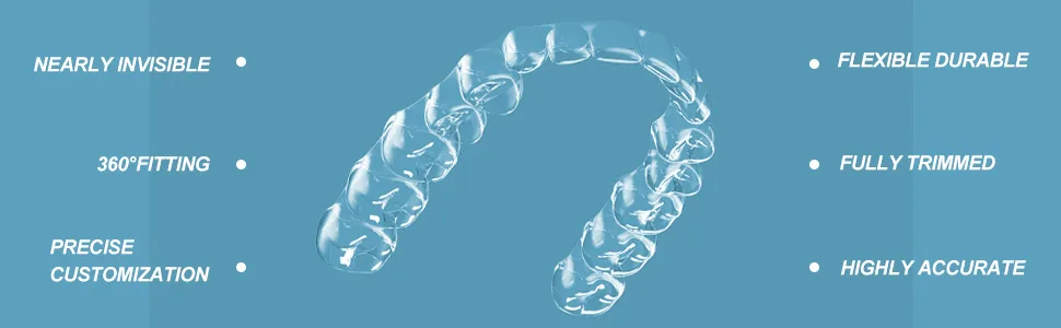 Dental Night Guard Custom Retainer Nearly Invisible Clear Retainers for Top and Bottom Teeth - Two (2) Guards - night guard