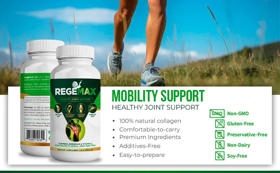 REGEMAX regenerates and Helps Alleviate Joint discomfort Supplement Snail Protein Boswellia Serrata and Turmeric 60 Caps. (1) - product information 6