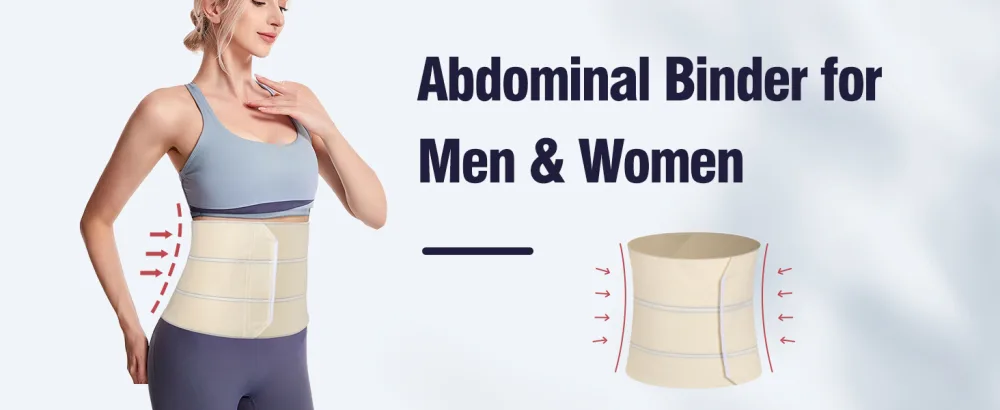 Elastic Abdominal Binder Lower Waist Support Belt Umbilical Hernia Support Pad Universal Wide Belly Girdle Stomach Surgical Compression Wrap for Men and Women (White Medium) Medium White - ABDOMINAL BINDER for Men and Women